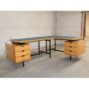 Paire de bureaux vintage par Pierre Guariche pour Minvielle en frêne et Formica 1950s