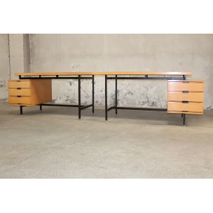 Paire de bureaux vintage par Pierre Guariche pour Minvielle en frêne et Formica 1950s