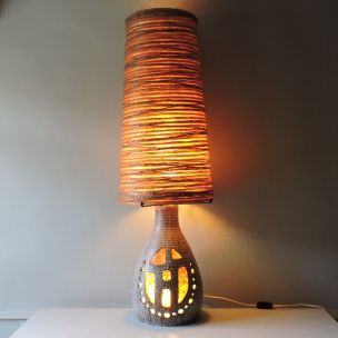 Vintage lamp ceramic and resin Ateliers Accolay France 70s