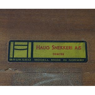 Mesa auxiliar cuadrada vintage de palisandro por Bruksbo para Haug Snekkeri, Noruega 1960