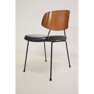 Chaise vintage en skaï noir 1950-60s