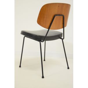 Vintage chair in black leatherette, 1950-60s