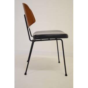 Chaise vintage en skaï noir 1950-60s