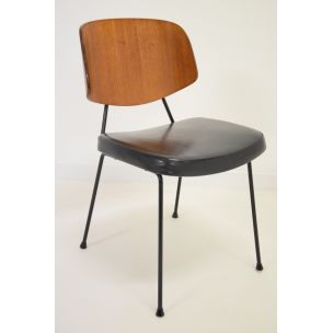 Vintage chair in black leatherette, 1950-60s