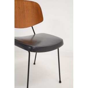 Vintage chair in black leatherette, 1950-60s