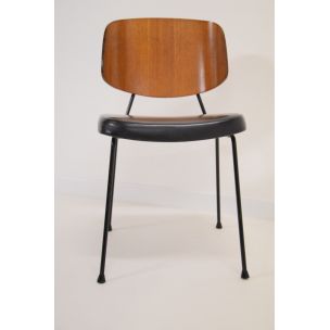 Vintage chair in black leatherette, 1950-60s