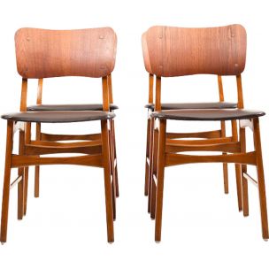Set van 4 vintage Deense stoelen van teak en beukenhout