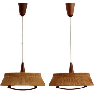 Pair of Scandinavian vintage hanging lamps Temde Leuchten