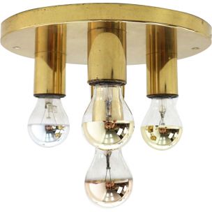 Vintage brass ceiling light with four lights,1970