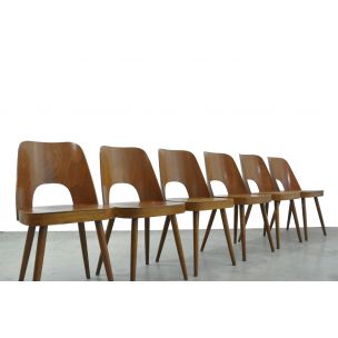 Set of 6 vintage beech chairs by Oswald Haerdtl for Thonet