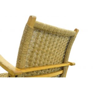 Vintage beech armchair with braided rope seat by V&D