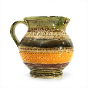 Vintage Sahara colere enameled ceramic pitcher by Aldo Londi for Bitossi