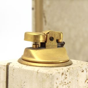 Vintage travertine and brass smoking set by Uliveri for Cerri Nestore 1960s