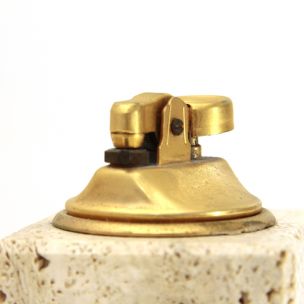 Vintage travertine and brass smoking set by Uliveri for Cerri Nestore 1960s