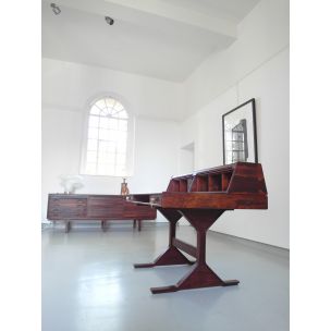 Vintage Gianfranco Frattini rosewood writing desk for Benini