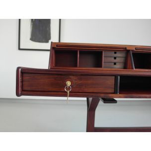 Vintage Gianfranco Frattini rosewood writing desk for Benini