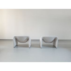 Set of 2 vintage Pierre Paulin Groovy chairs in Wool for Artifort