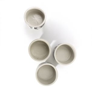 Suite de 4 tasses vintage porcelaine Uomini Illustri par Pietro Annigoni pour Porcellane Arte Eva Sud