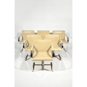 Set of 6 vintage chairs for Tugendhat in beige leather 1930