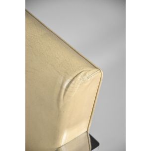Chaise vintage en cuir beige et métal 1930