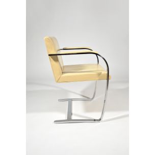 Vintage chair for Knoll in beige leather and metal 1930