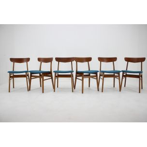 Set of 6 vintage dining chairs in teak, Danemark,1960
