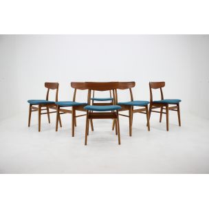 Set of 6 vintage dining chairs in teak, Danemark,1960