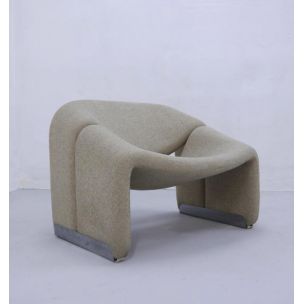 Vintage lounge chair model F598 by Pierre Paulin for Artifort in grey wool 1970