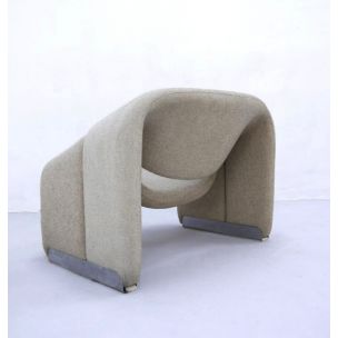 Vintage lounge chair model F598 by Pierre Paulin for Artifort in grey wool 1970