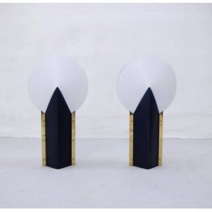 Pair of vintage table lamp "Moon" or "Reflex" by Samuel Parker for Slamp, Italy 1980