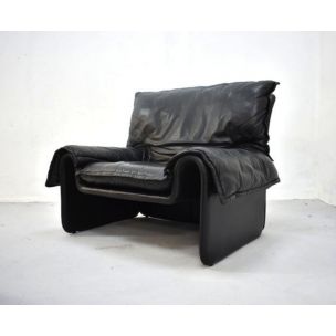 Vintage armchair by De Sede model DS 2011 in black leather 1980