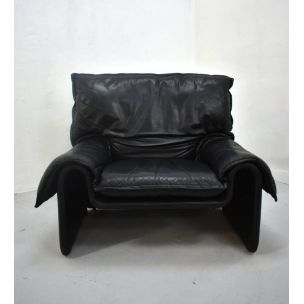 Vintage armchair by De Sede model DS 2011 in black leather 1980