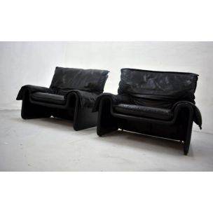 Vintage armchair by De Sede model DS 2011 in black leather 1980