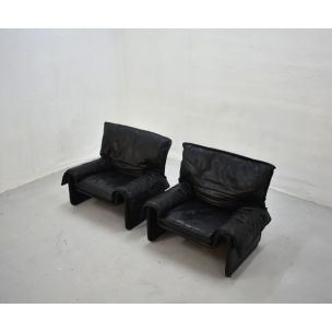 Vintage armchair by De Sede model DS 2011 in black leather 1980