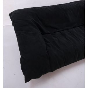 Vintage 2-seater sofa for Ligne Roset in black fabric and plastic 1980