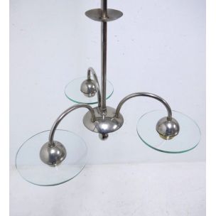 Vintage chandelier in glass and metal 1930