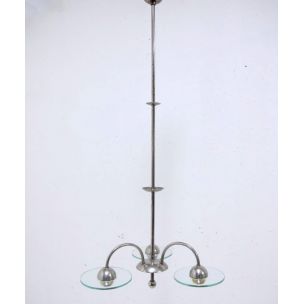 Vintage chandelier in glass and metal 1930