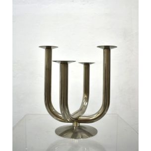 Pair of vintage italian candleholders in aluminium 1960