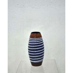 Vase vintage allemand pour Scheurich en céramique bleue 1960