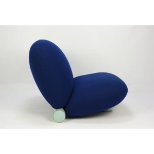 Vintage-Sessel 200 für Artifort aus blauem Stoff und Holz 1980
