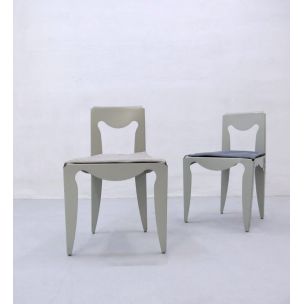 Vintage Liberta chair for Meritalia in grey fabric and aluminium 1980