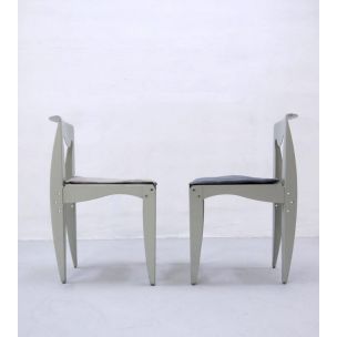 Vintage Liberta chair for Meritalia in grey fabric and aluminium 1980