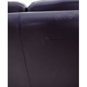 Vintage sofa in black leather with a brushed steel frame 1970s