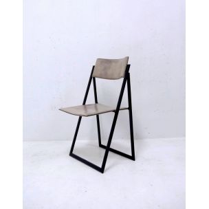 Vintage italian chair for Matteo Grassi in metal and leather 1970