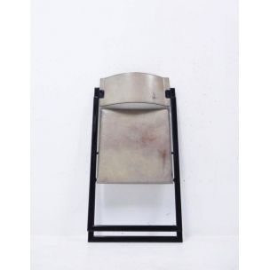 Chaise vintage italienne pour Matteo Grassi en métal et cuir 1970