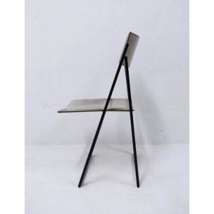 Vintage italian chair for Matteo Grassi in metal and leather 1970
