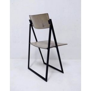 Vintage italian chair for Matteo Grassi in metal and leather 1970