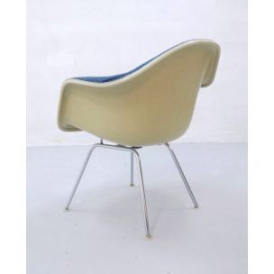 Vintage Diamond armchair for Miller in fibreglass and turquoise fabric 1970