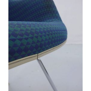 Vintage Diamond armchair for Miller in fibreglass and turquoise fabric 1970