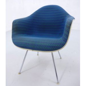 Vintage Diamond armchair for Miller in fibreglass and turquoise fabric 1970